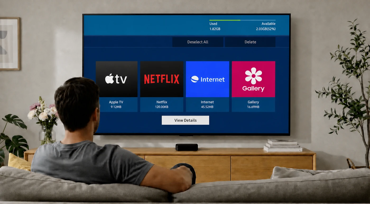 A smart TV's app list with the Internet browser tile selected