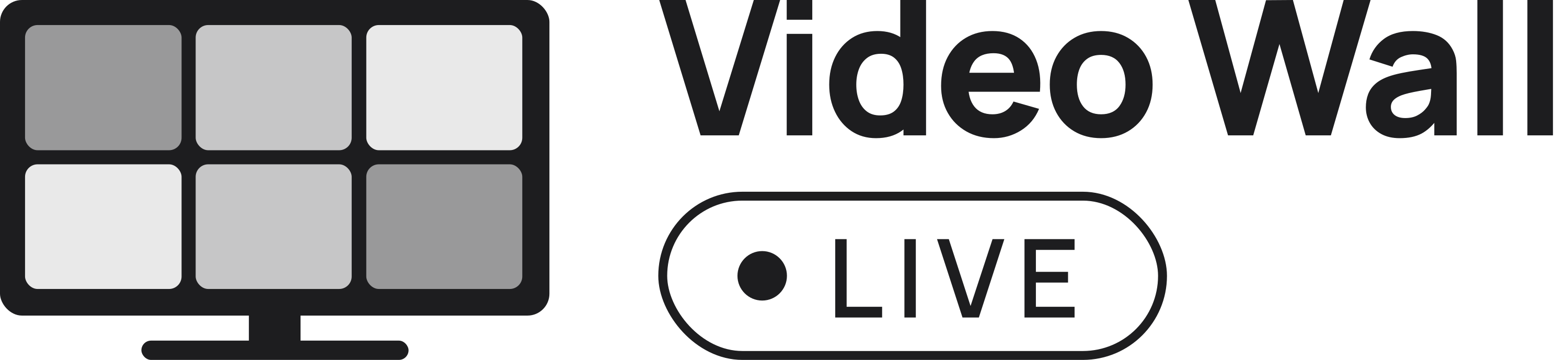Video Wall Live logo, one color, black